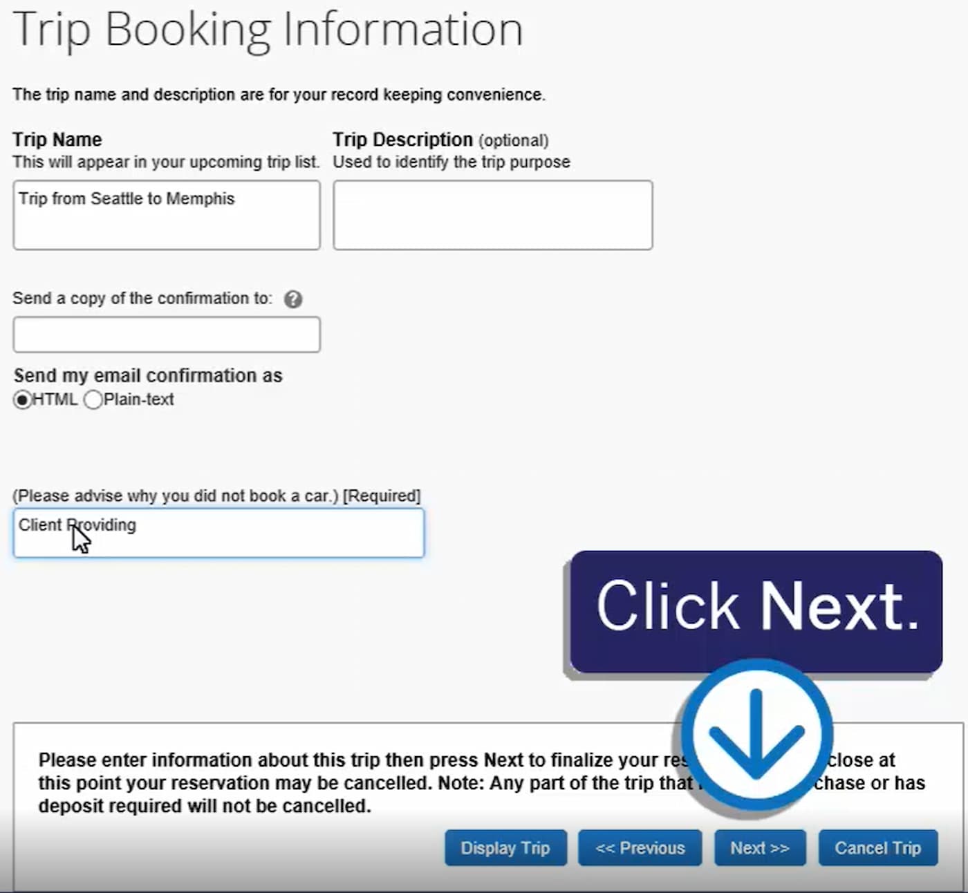 book travel in concur